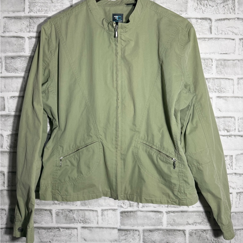 French Cuff Women’s Light Weight Olive Green Cropped Utility Jacket Spring Fall